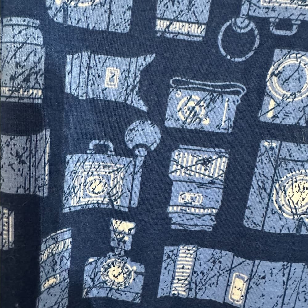 LuLaRoe Classic Tee Blue Retro Graphic Camera Print Short Sleeve Comfy Small - Thumbnail 3
