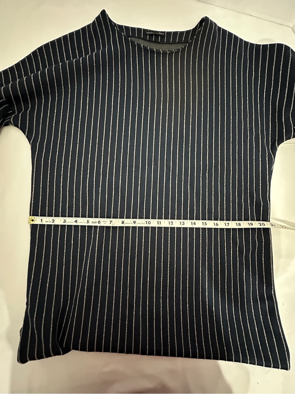 Zara W/B Navy Pinstripe Oversized Tunic Top Size Large Minimalist Scandi Blogger - Thumbnail 10