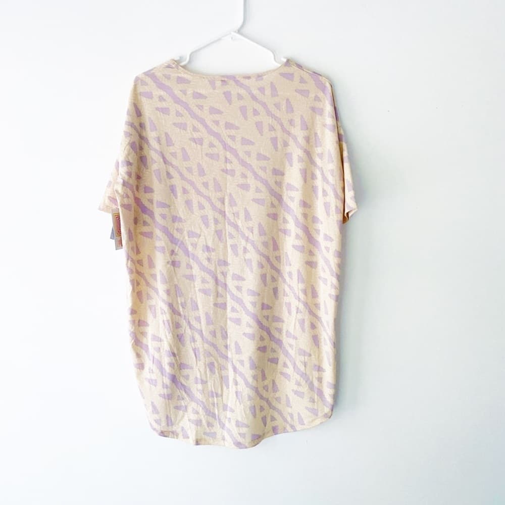 NWT LuLaRoe Irma Tunic Top Pastel Rope Geometric High Low Short Sleeve XS Lounge - Thumbnail 6