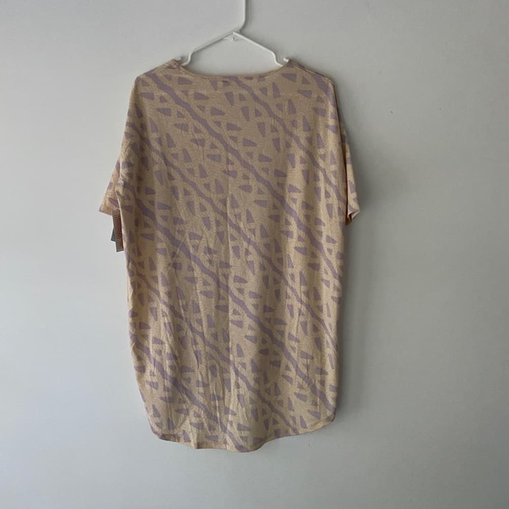 NWT LuLaRoe Irma Tunic Top Pastel Rope Geometric High Low Short Sleeve XS Lounge - Thumbnail 4
