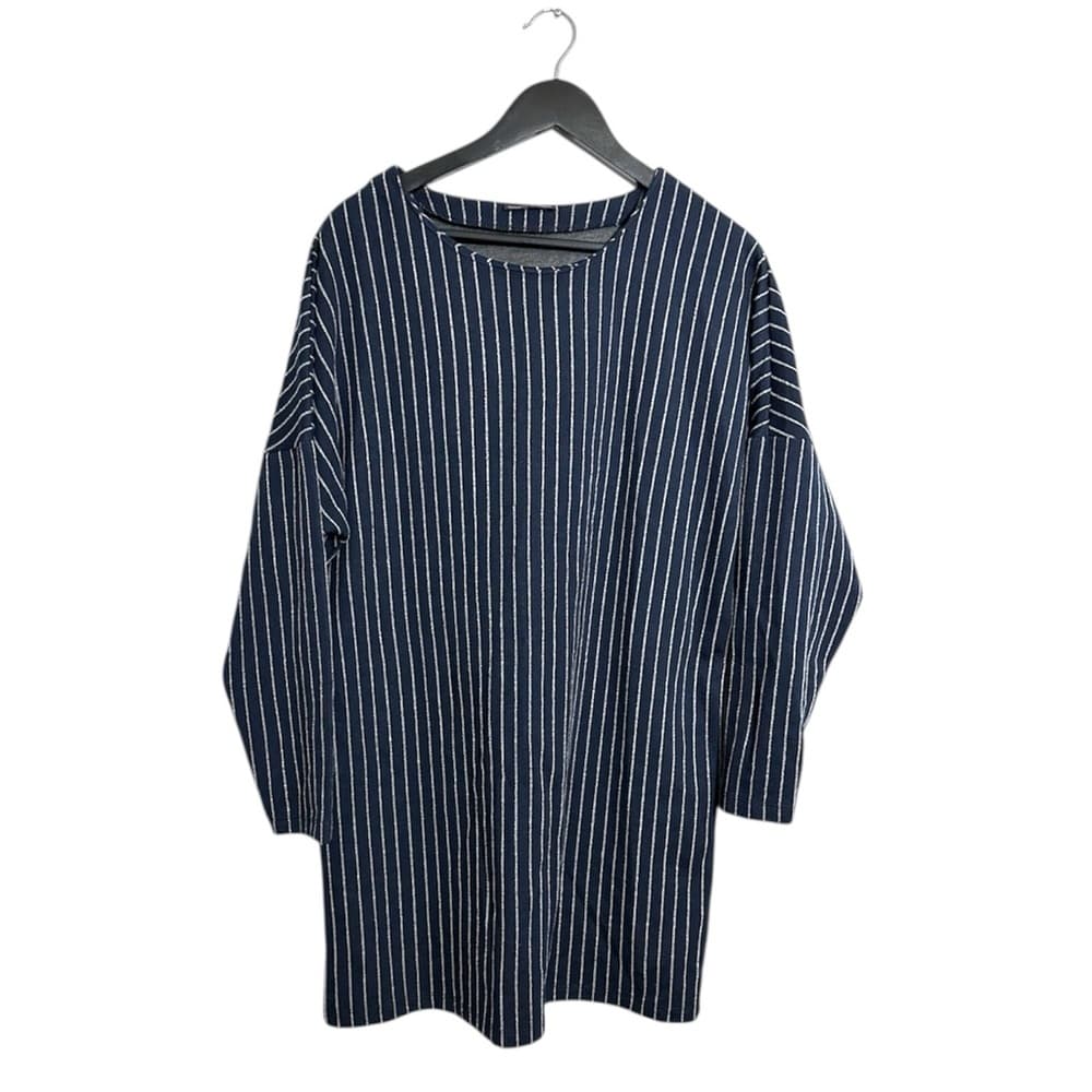 Zara W/B Navy Pinstripe Oversized Tunic Top Size Large Minimalist Scandi Blogger - Thumbnail 12