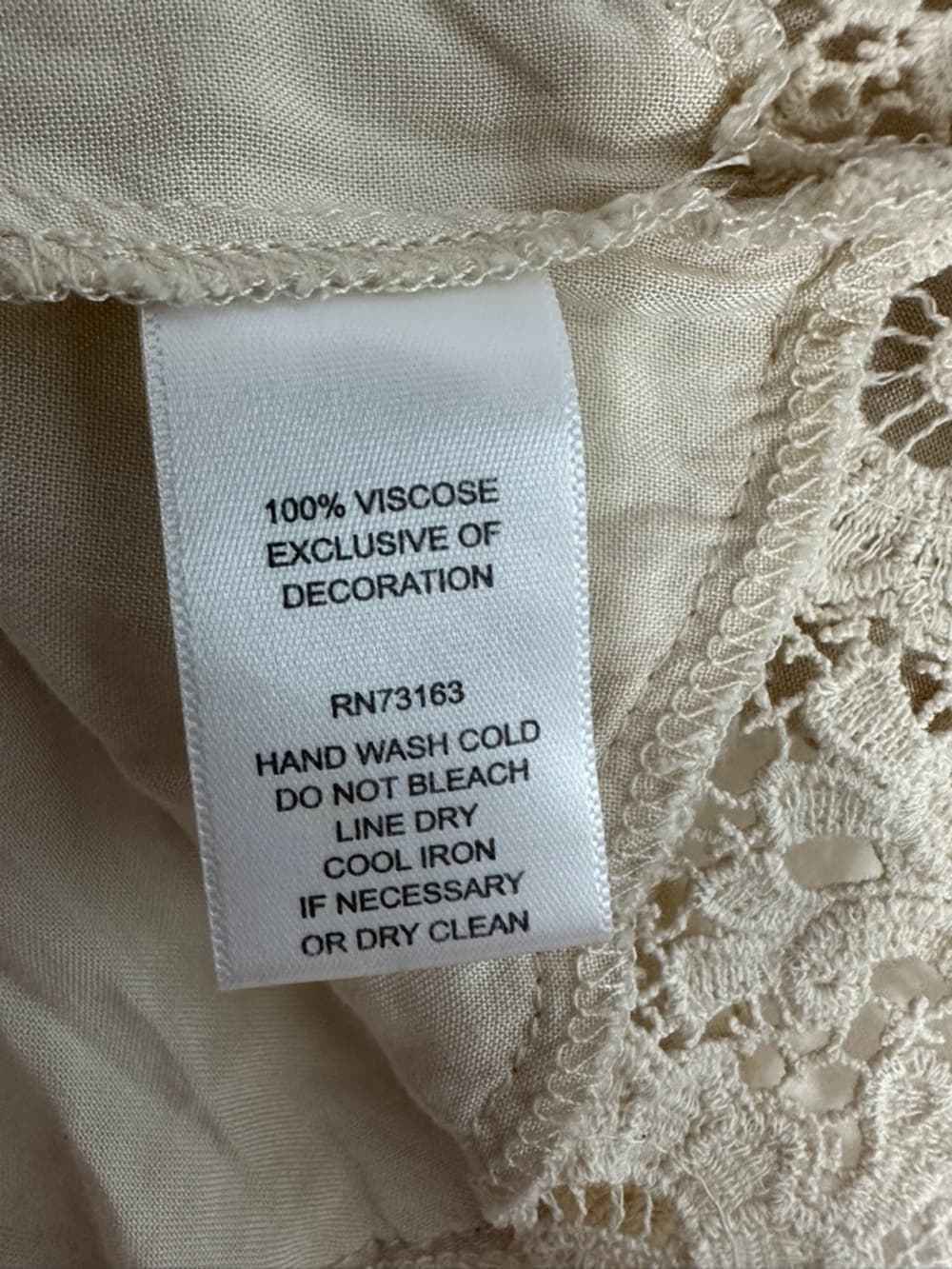 Cupio Cream Boho Lace Handkerchief Hem Bell Sleeve Tunic Top See Measurements - Thumbnail 7
