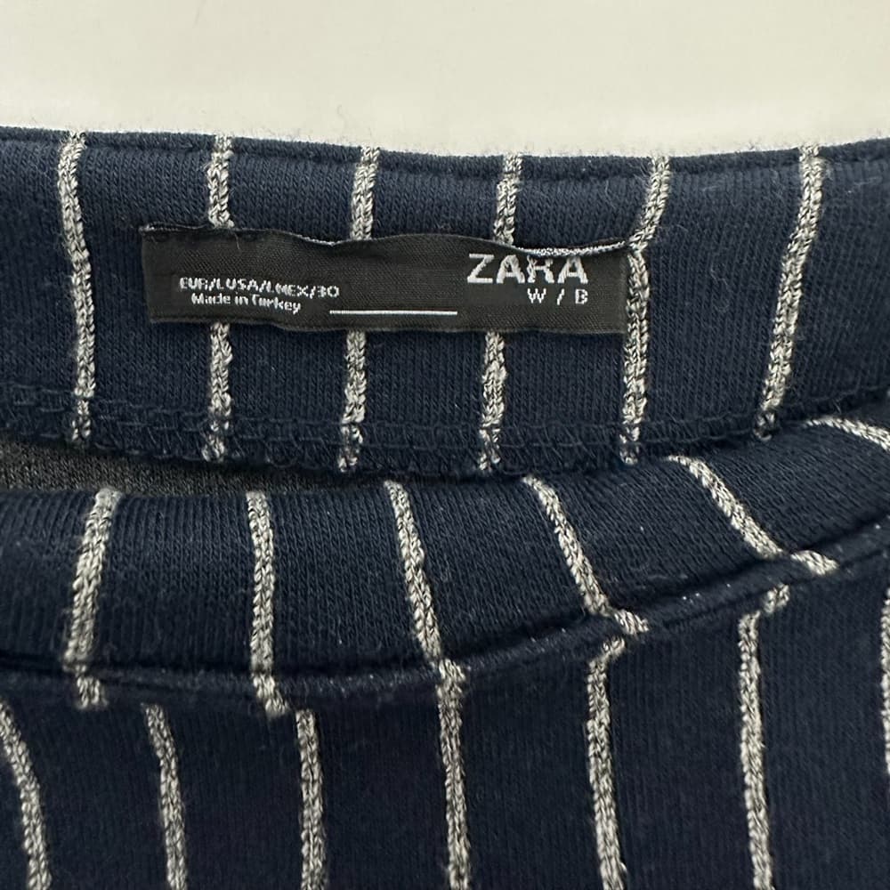 Zara W/B Navy Pinstripe Oversized Tunic Top Size Large Minimalist Scandi Blogger - Thumbnail 2