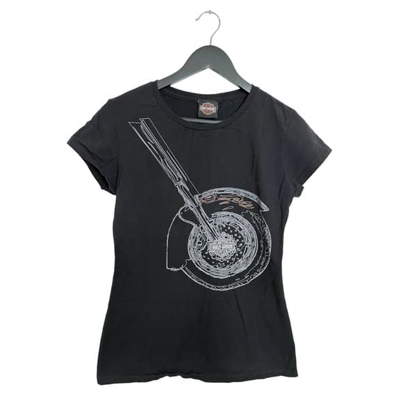Harley-Davidson Motorcycle Black Graphic Tee Fitted Shirt - (most Likely XS/S) - Thumbnail 13