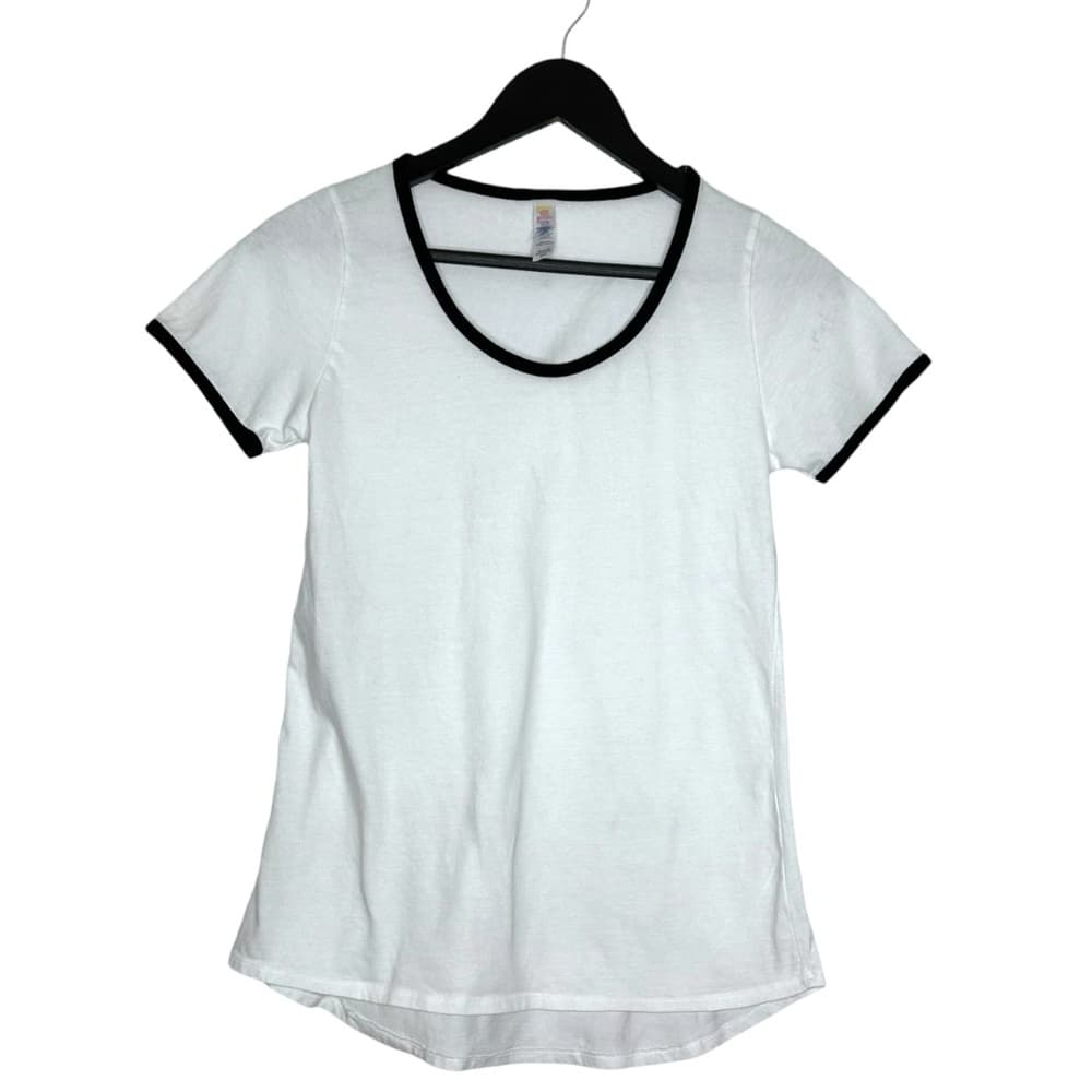 LuLaRoe White Ringer Tee Black Trim Casual Minimalist Top Size XXS - Thumbnail 9