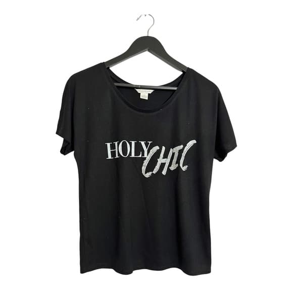 Rebecca Minkoff Black Graphic Tee Holy Chic Women’s Small Minimalist Luxury - Thumbnail 7