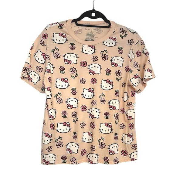 Hello Kitty Love Tribe Short-Sleeve Flower Face Printed T-Shirt Juniors Large - Thumbnail 7