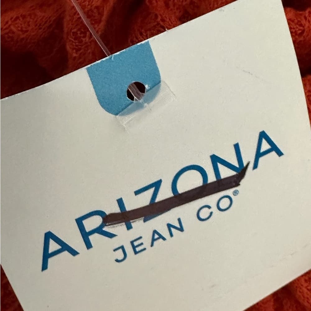 NWT Arizona Jean Co Textured Babydoll Crop Top Size Large Orange Shade Summer - Thumbnail 6