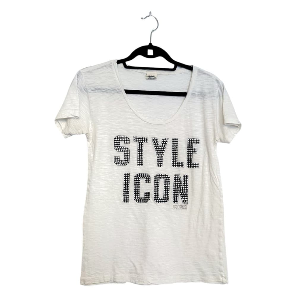 Victoria’s Secret PINK Y2K Style Icon Rhinestone Graphic Burnout TShirt White XS - Thumbnail 10