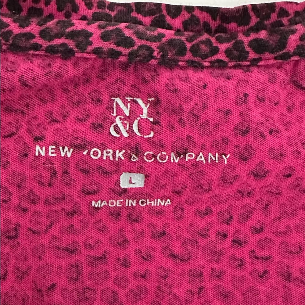 NY&C New York & Company Pink Leopard Print Top Size Large Y2K Sleepwear - Thumbnail 8
