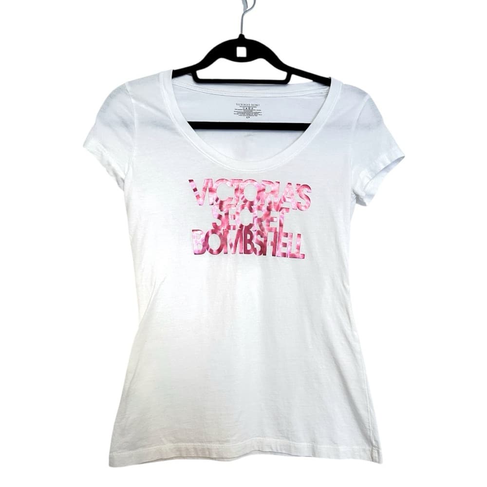 Victoria’s Secret Bombshell White w Metallic Pink Rare Y2K Graphic Tee Small - Thumbnail 13