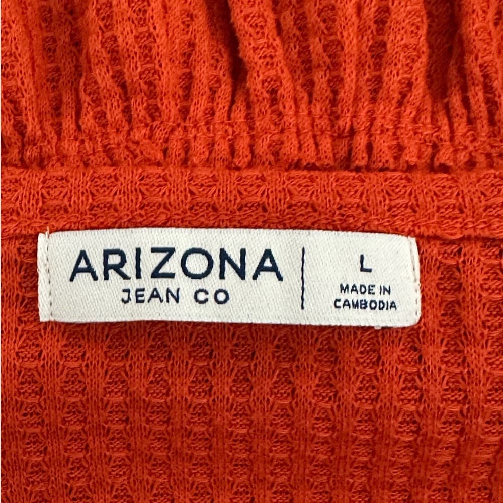 NWT Arizona Jean Co Textured Babydoll Crop Top Size Large Orange Shade Summer - Thumbnail 4