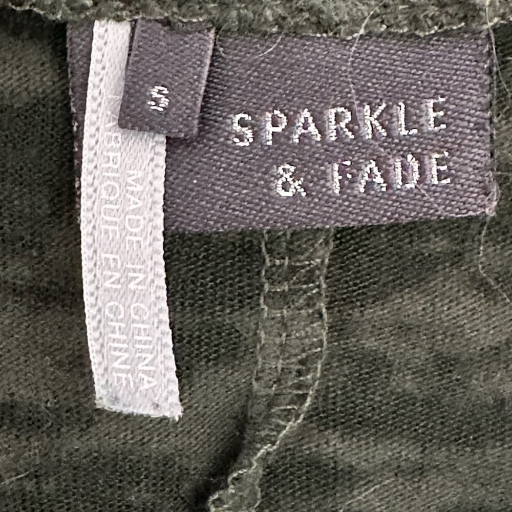Sparkle & Fade Olive Burnout Henley 3/4 Sleeve High Low Top Size Small - Thumbnail 7