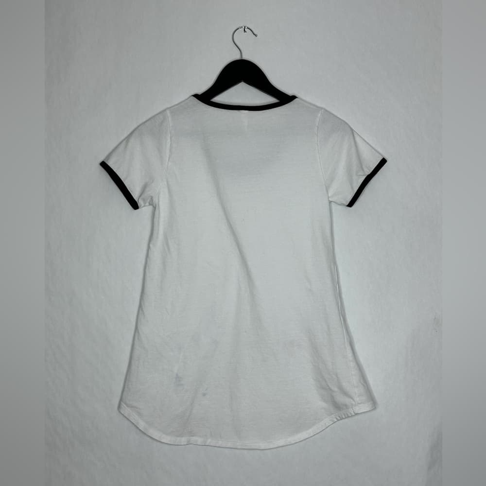 LuLaRoe White Ringer Tee Black Trim Casual Minimalist Top Size XXS - Thumbnail 2