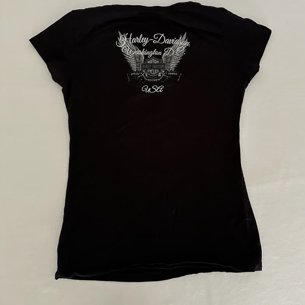 Harley-Davidson Motorcycle Black Graphic Tee Fitted Shirt - (most Likely XS/S) - Thumbnail 5