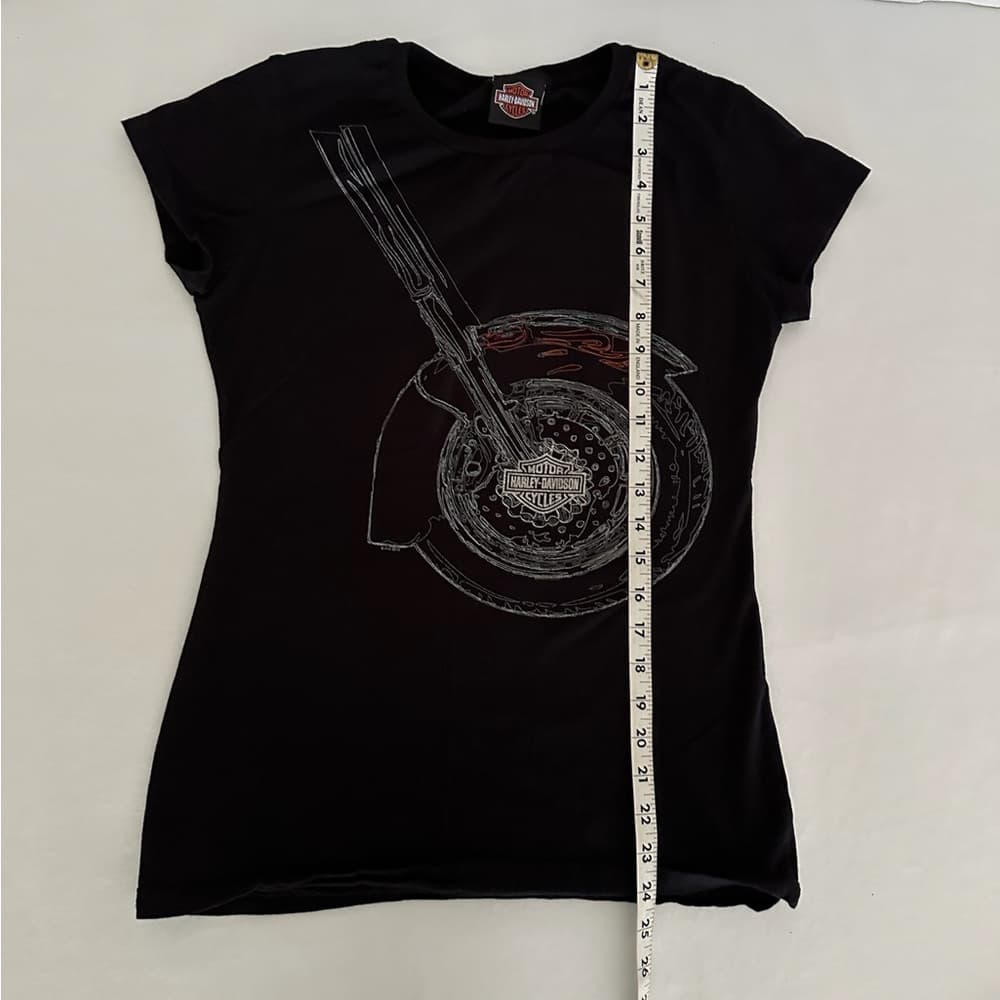 Harley-Davidson Motorcycle Black Graphic Tee Fitted Shirt - (most Likely XS/S) - Thumbnail 4