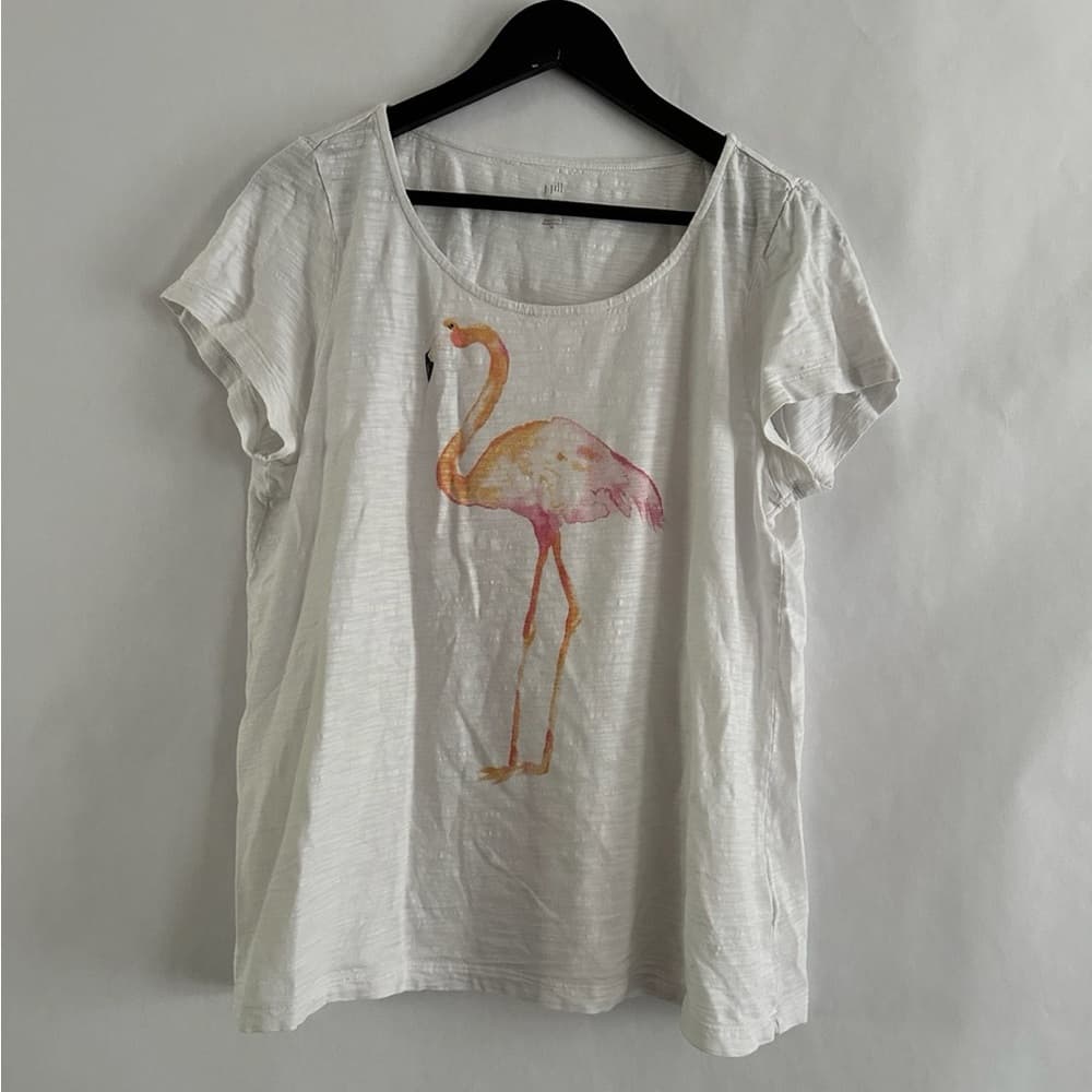 J.Jill Beach Tee Collection Flamingo Graphic Shirt Medium Resortcore Beachwear - Thumbnail 2