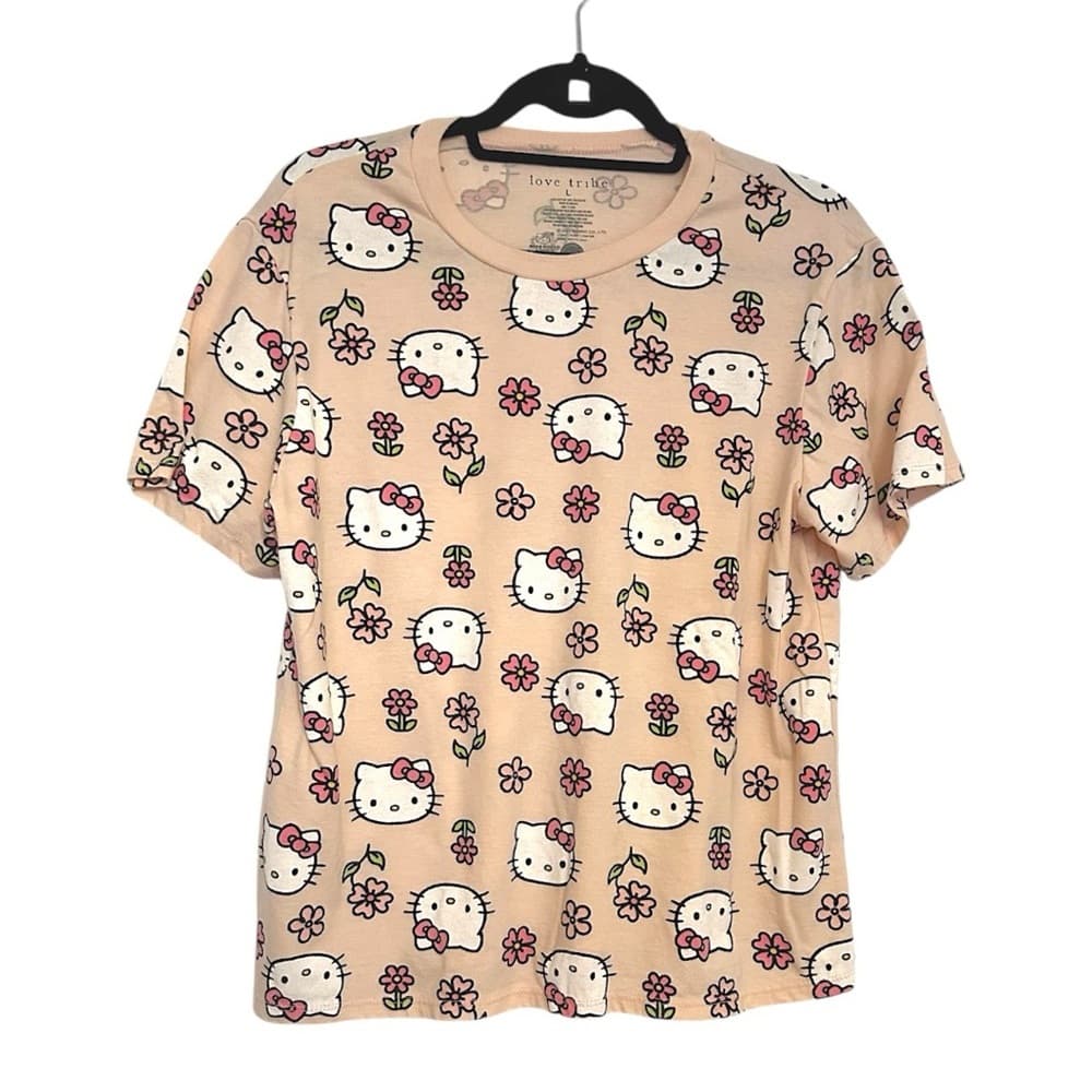Hello Kitty Love Tribe Short-Sleeve Flower Face Printed T-Shirt Juniors Large - Thumbnail 6