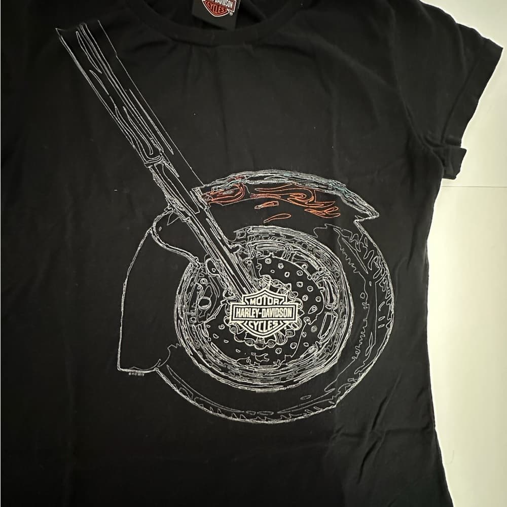 Harley-Davidson Motorcycle Black Graphic Tee Fitted Shirt - (most Likely XS/S) - Thumbnail 10