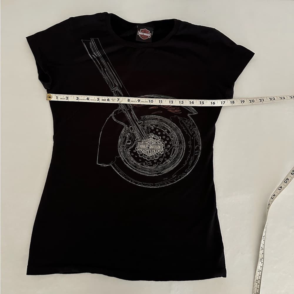Harley-Davidson Motorcycle Black Graphic Tee Fitted Shirt - (most Likely XS/S) - Thumbnail 3