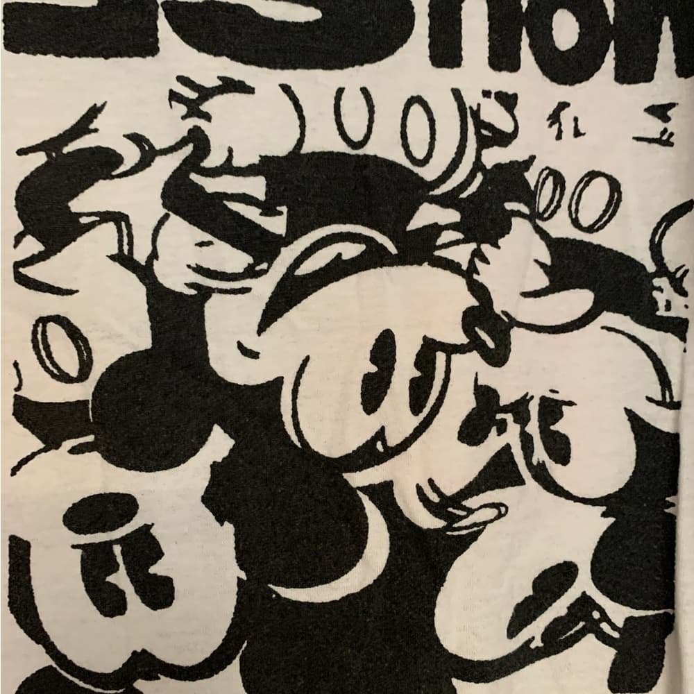 Disney Mickey Mouse All Over Graphic Tee Black White Size Large Juniors - Thumbnail 7