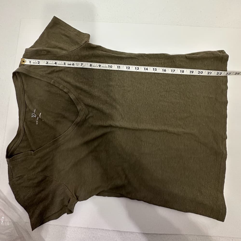 New York & Company NY&Co Linen Blend Tee Military Green Short Sleeve Size Small - Thumbnail 7