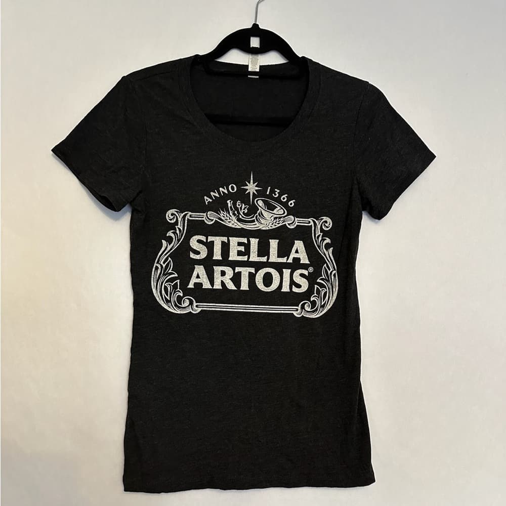 Stella Artois Graphic T-Shirt Tee, Charcoal Gray Womens Large Beer Brand Logo - Thumbnail 7