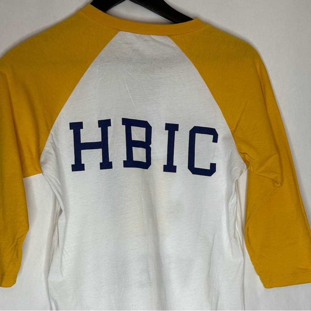 NWT Riverdale Vixens Hot Topic Yellow White 3/4 Sleeve Raglan Tee Small Juniors - Thumbnail 5