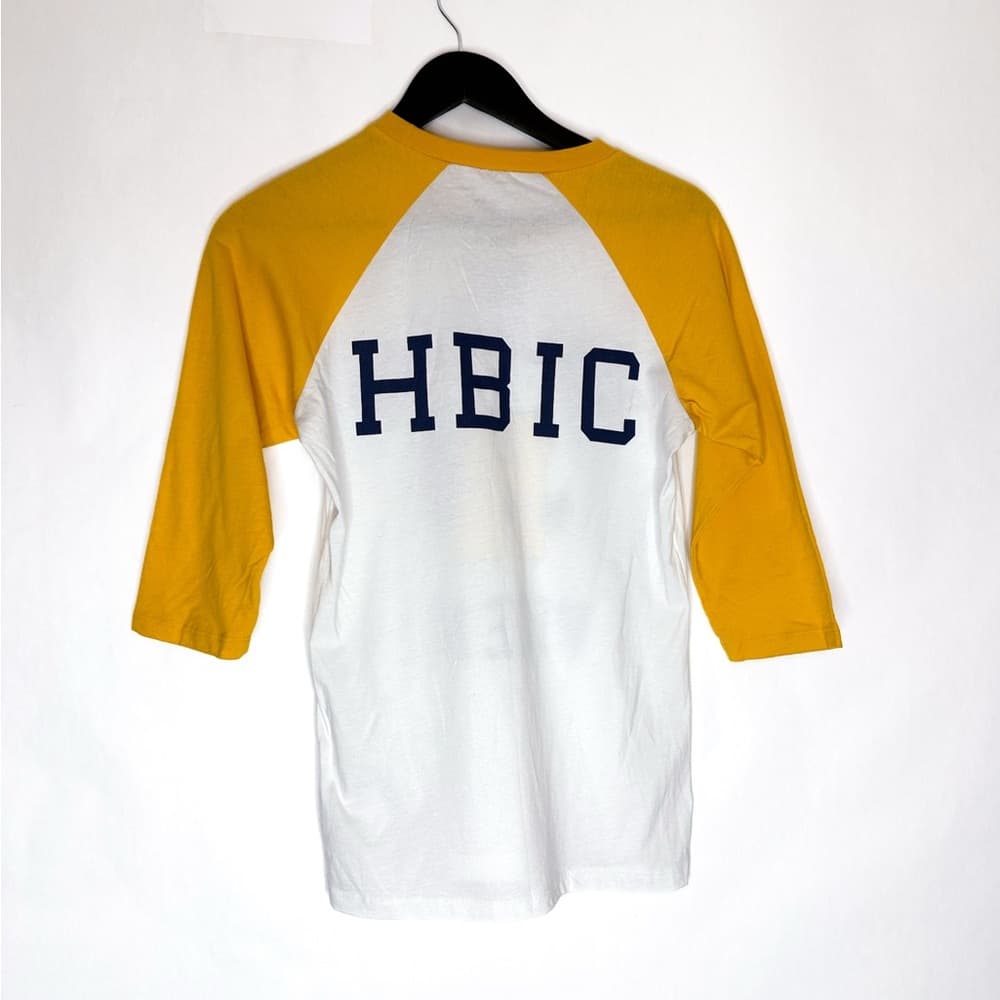 NWT Riverdale Vixens Hot Topic Yellow White 3/4 Sleeve Raglan Tee Small Juniors