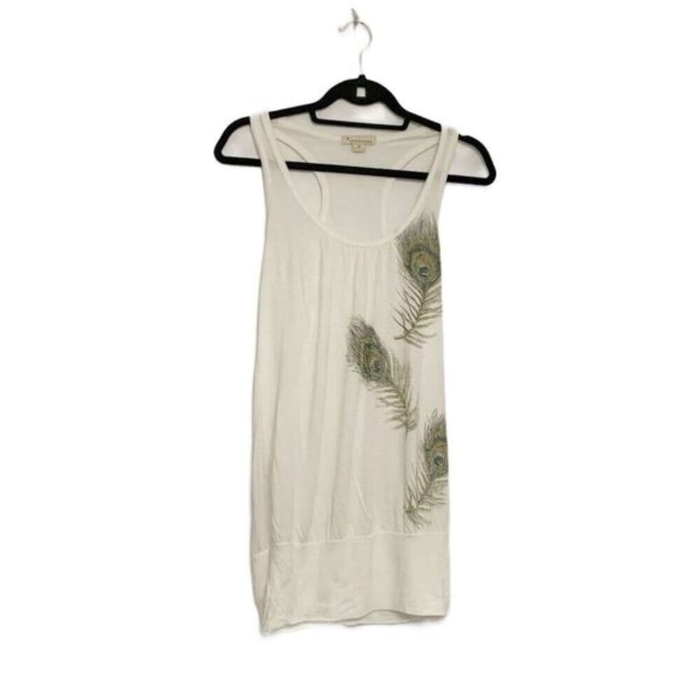 Forever 21 Tank Top Peacock Feather Design Boho Sleeveless Y2K Medium FLAWED - Thumbnail 16
