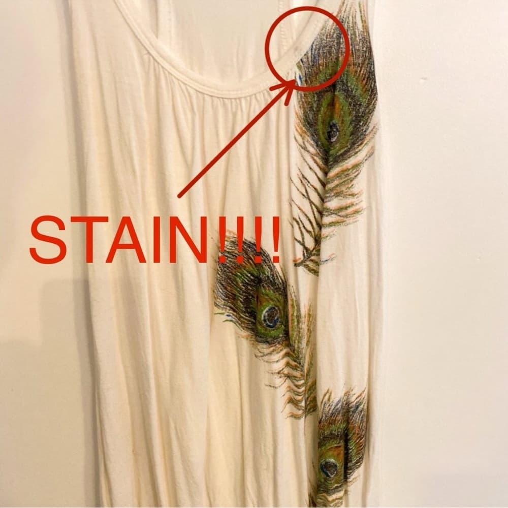 Forever 21 Tank Top Peacock Feather Design Boho Sleeveless Y2K Medium FLAWED - Thumbnail 4