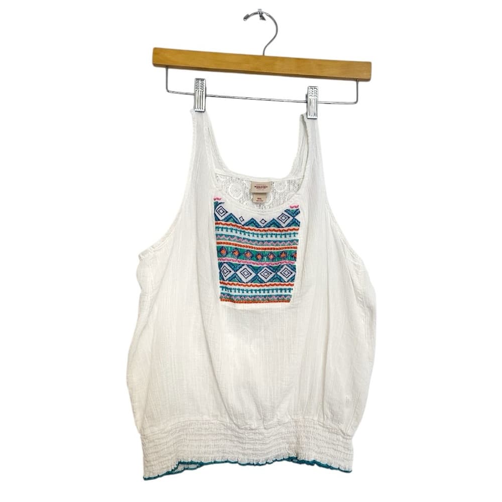 Mossimo Supply Co Boho Embroidered Peasant Tank Top Lace Back Size XL - Thumbnail 11