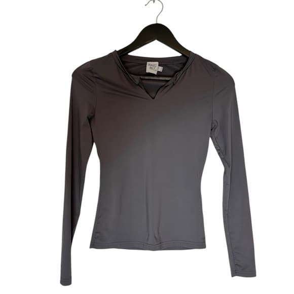 Princess Polly Gray Long Sleeve Athleisure Top US 4 CUT NECKLINE Neutral - Thumbnail 8