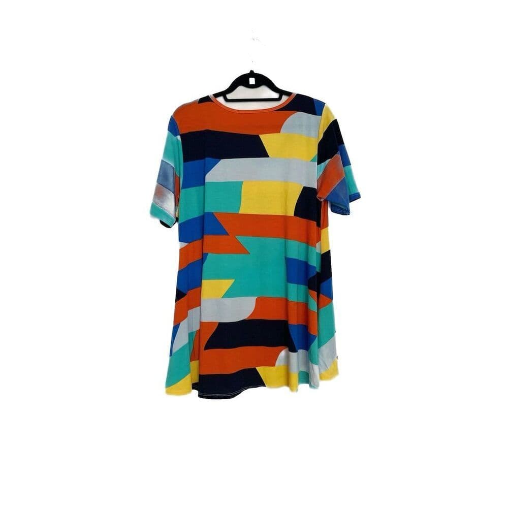 LuLaRoe Multicolor Perfect Tee Abstract Geometric Top Large Dopamine Dressing - Thumbnail 10
