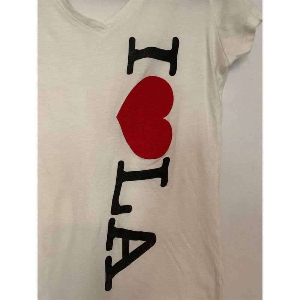 Next Level Apparel I Heart LA Graphic Tee White V-Neck Cotton Shirt Large Junior - Thumbnail 3
