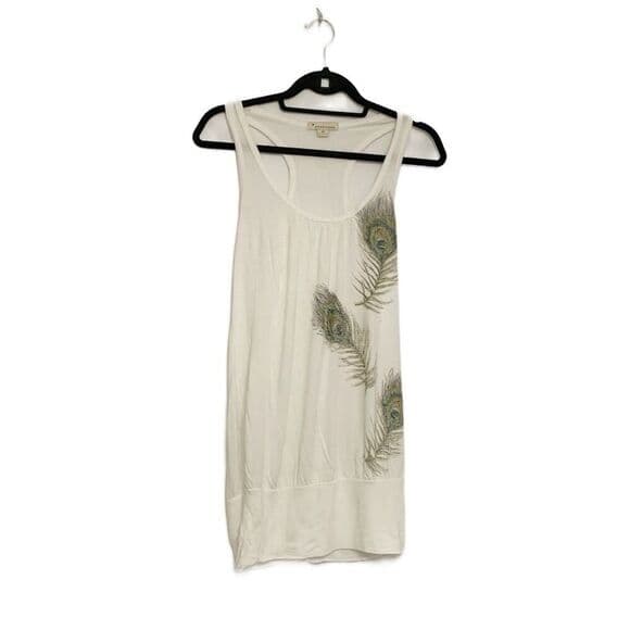 Forever 21 Tank Top Peacock Feather Design Boho Sleeveless Y2K Medium FLAWED - Thumbnail 17
