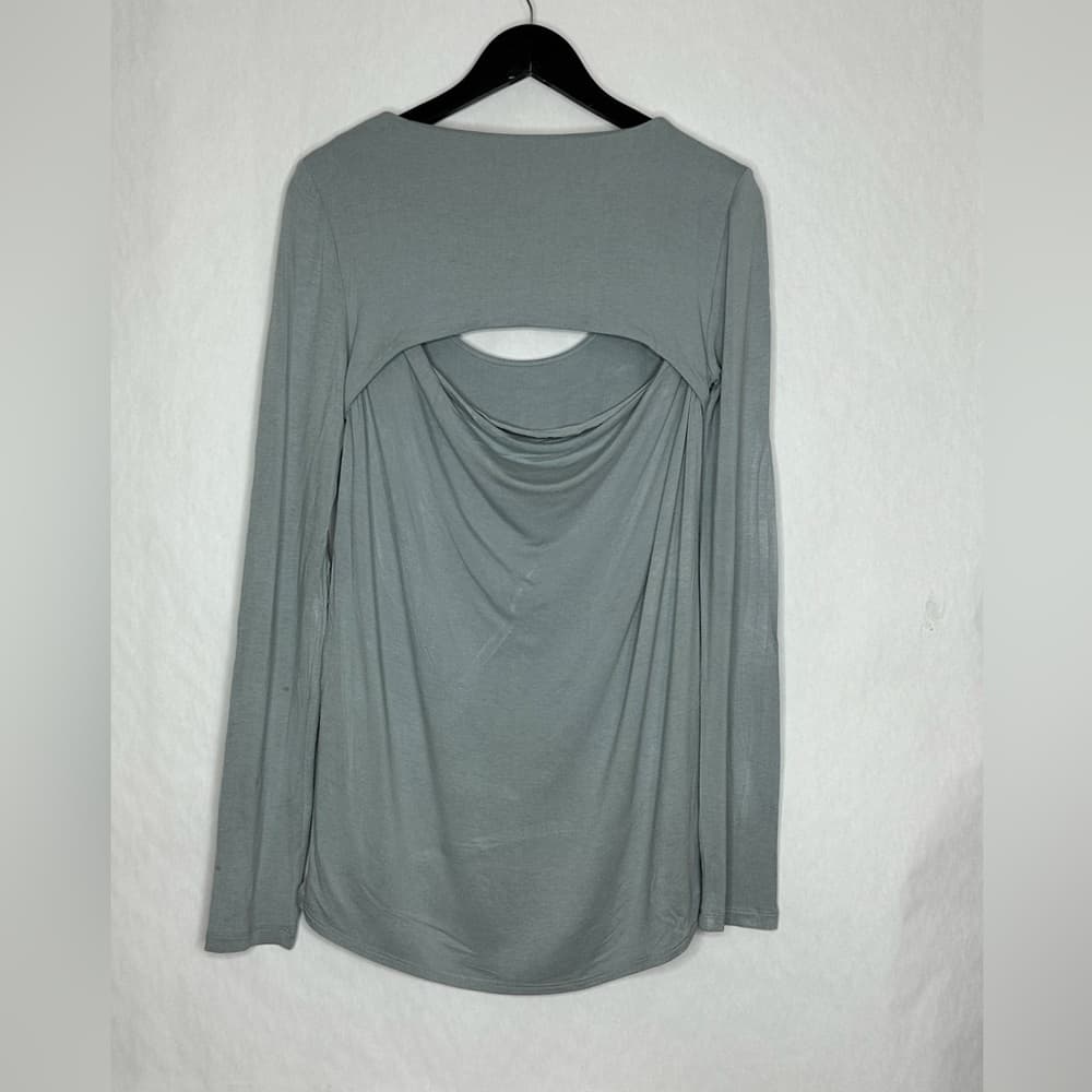 BCBGMAXAZRIA Gennelle Smoke Gray Cutout Long Sleeve Top Size Small - Thumbnail 2