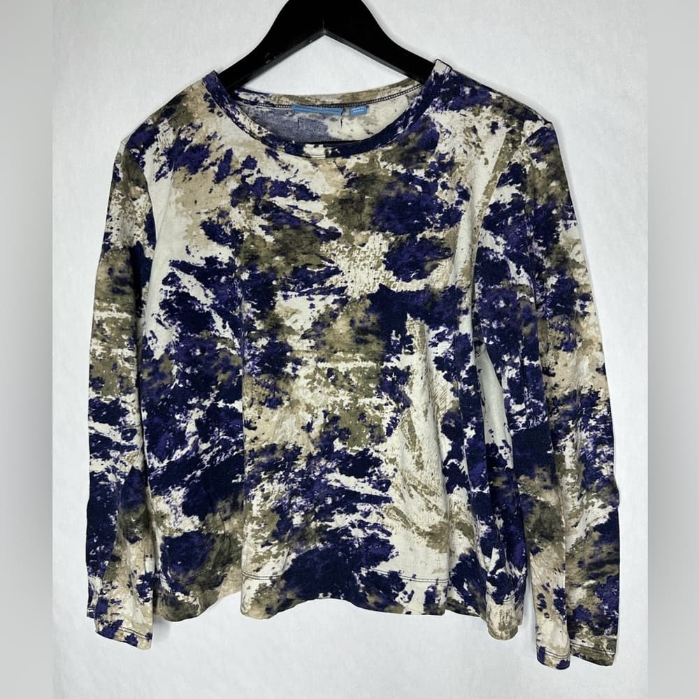 Simply Vera Vera Wang Abstract Tie Dye Long Sleeve Tee Size PXL Petite - Thumbnail 2