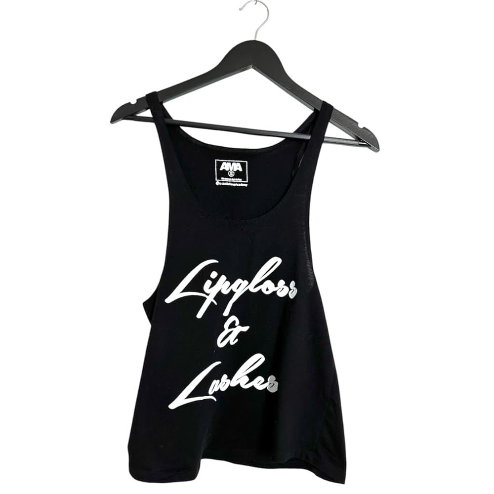 Lipgloss & Lashes Black Graphic Tank Top by Artist Makeup Academy Size Small - Thumbnail 5