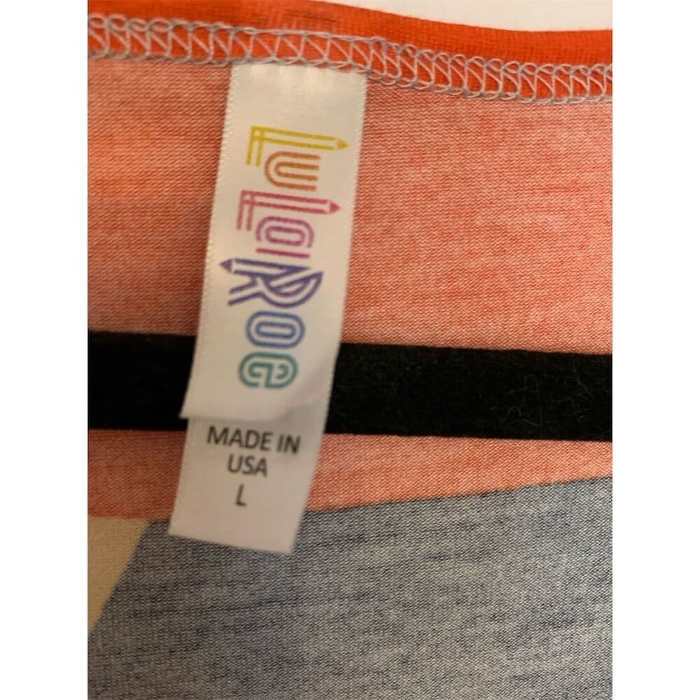 LuLaRoe Multicolor Perfect Tee Abstract Geometric Top Large Dopamine Dressing - Thumbnail 7