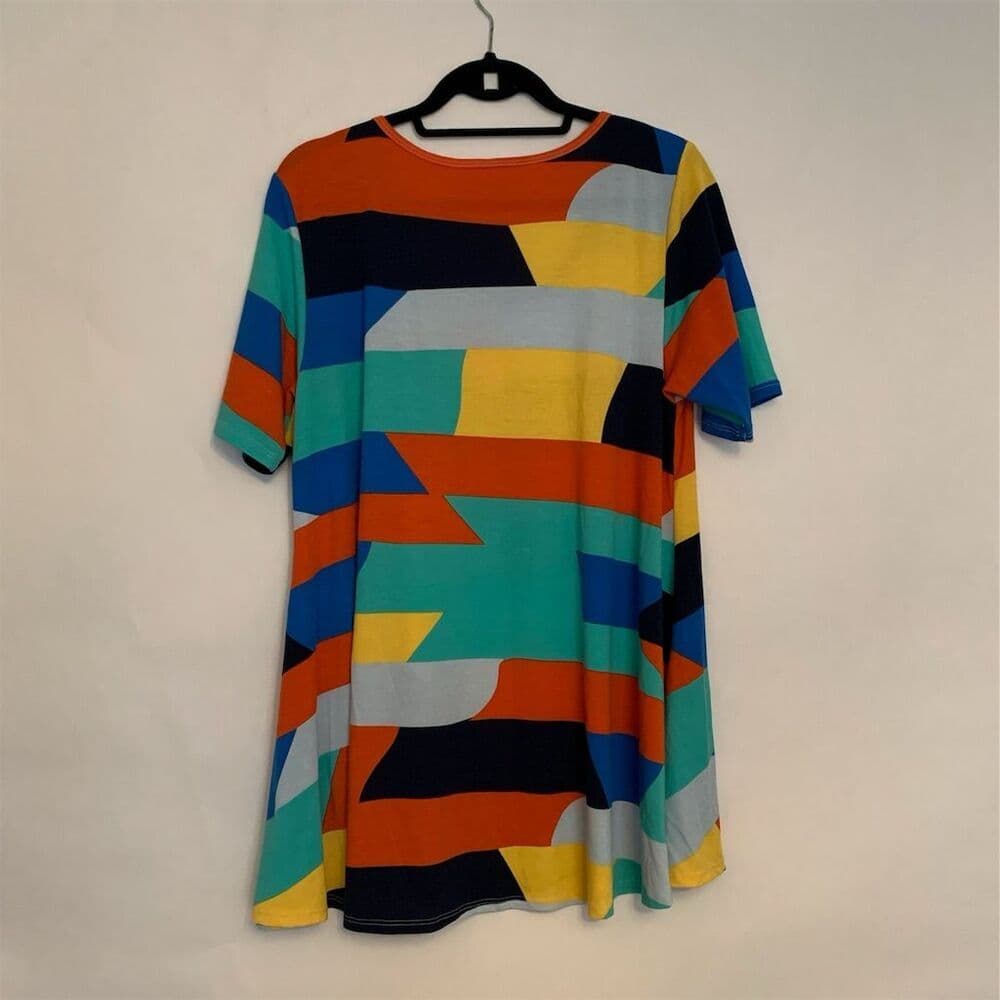 LuLaRoe Multicolor Perfect Tee Abstract Geometric Top Large Dopamine Dressing - Thumbnail 5
