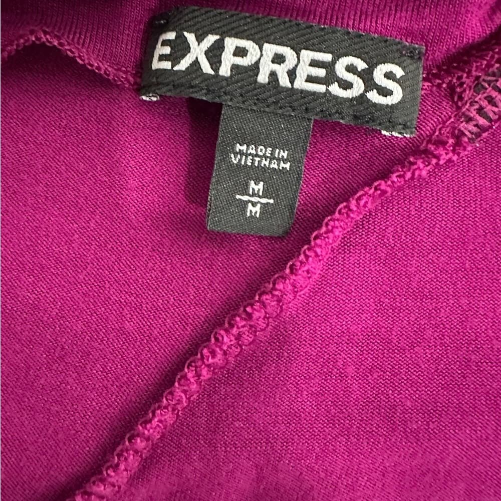 Express Magenta Open Back Drape Long Sleeve Top Size Medium SEE NOTES - Thumbnail 6