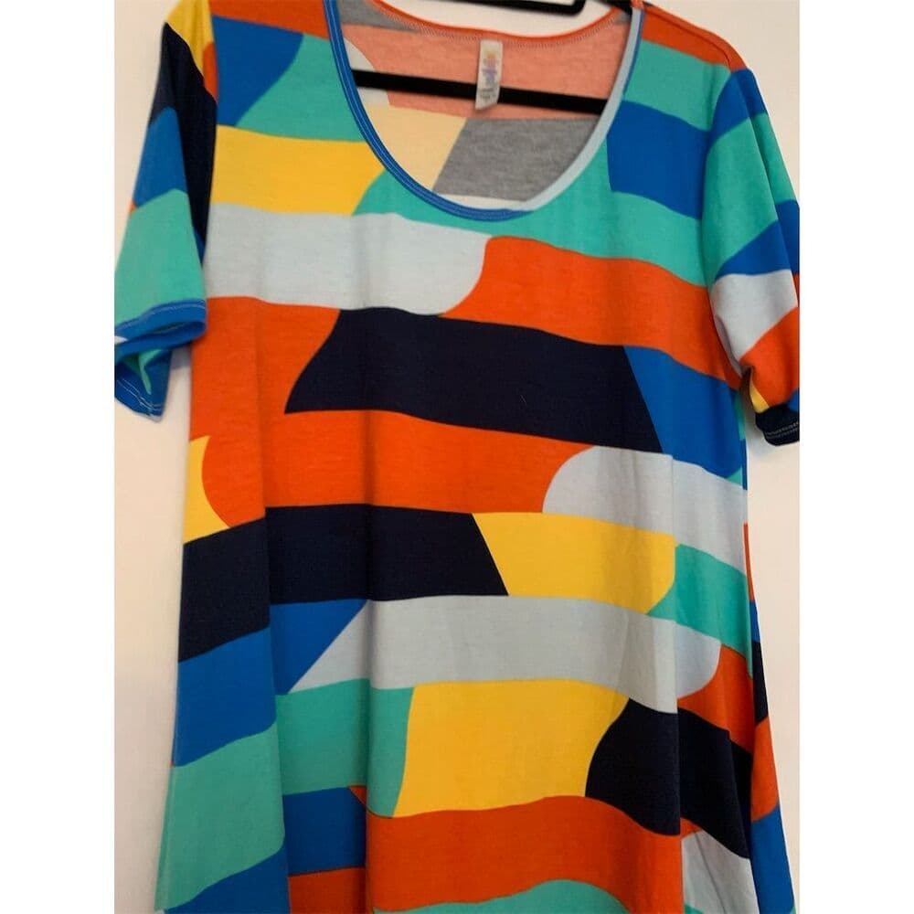 LuLaRoe Multicolor Perfect Tee Abstract Geometric Top Large Dopamine Dressing - Thumbnail 8