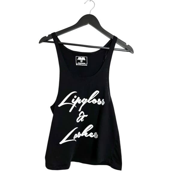 Lipgloss & Lashes Black Graphic Tank Top by Artist Makeup Academy Size Small - Thumbnail 6