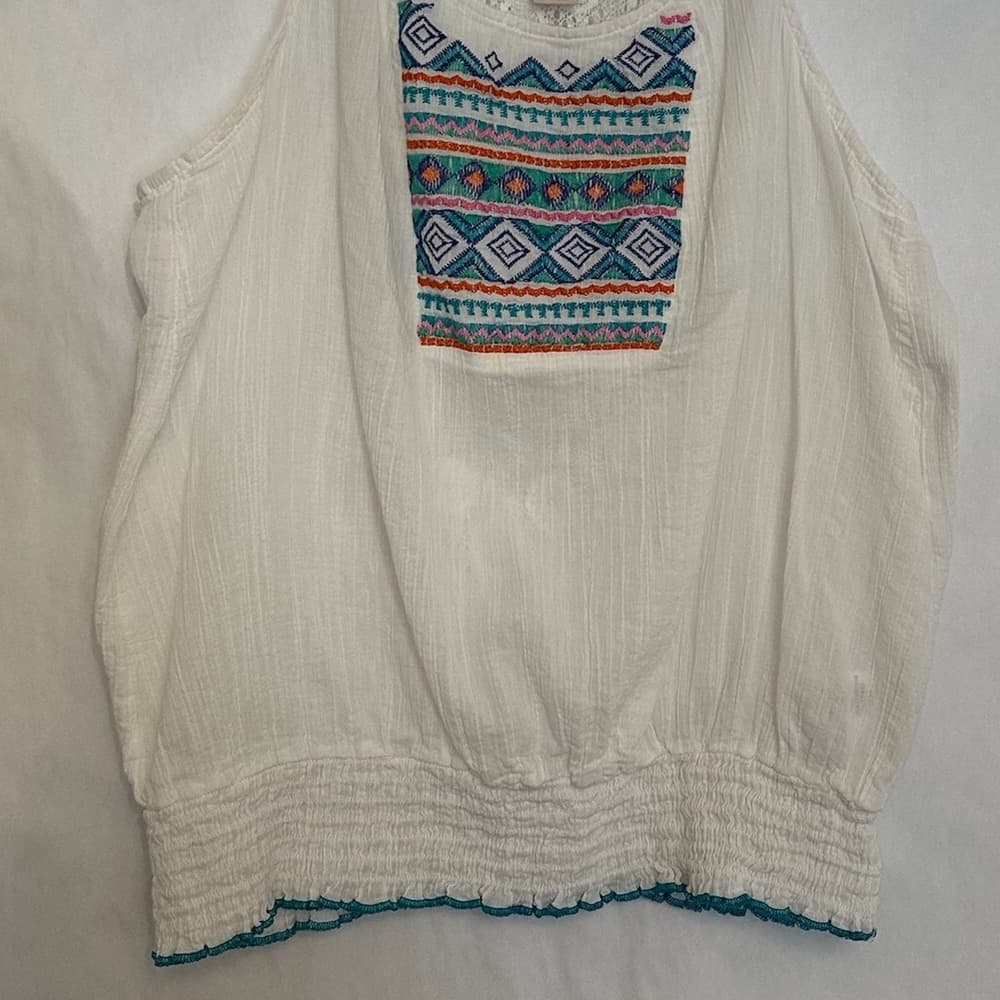 Mossimo Supply Co Boho Embroidered Peasant Tank Top Lace Back Size XL - Thumbnail 8