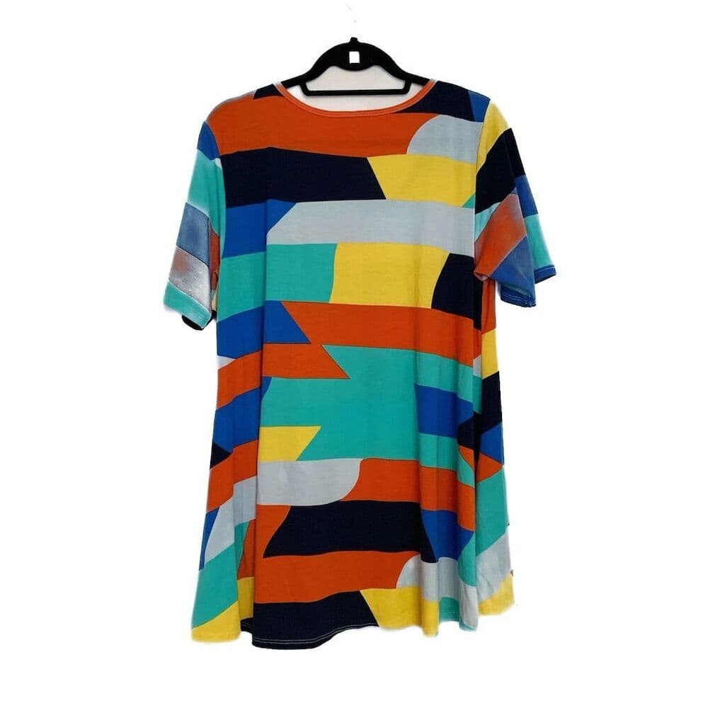 LuLaRoe Multicolor Perfect Tee Abstract Geometric Top Large Dopamine Dressing - Thumbnail 11