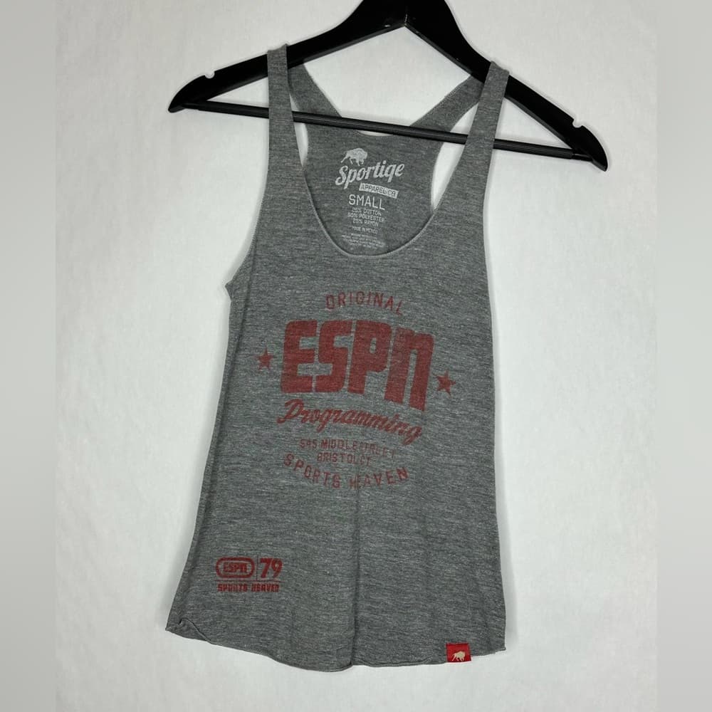 Sportiqe ESPN Programming Graphic Racerback Tank Size Small Heathered Gray - Thumbnail 3