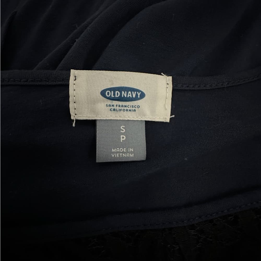 NEW Old Navy Navy Blue Lace Yoke Long Sleeve Top Casual Blouse Small SEE NOTE - Thumbnail 4
