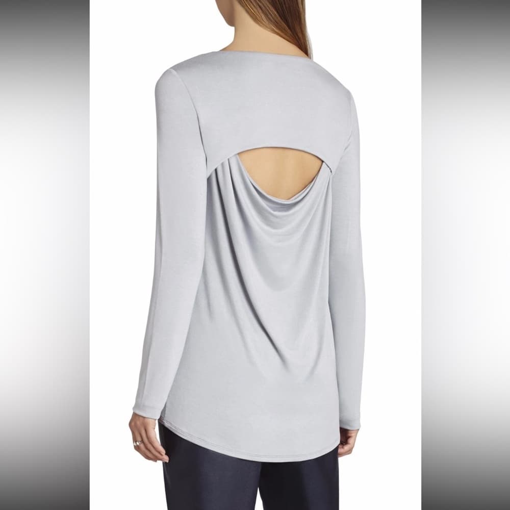 BCBGMAXAZRIA Gennelle Smoke Gray Cutout Long Sleeve Top Size Small - Thumbnail 10
