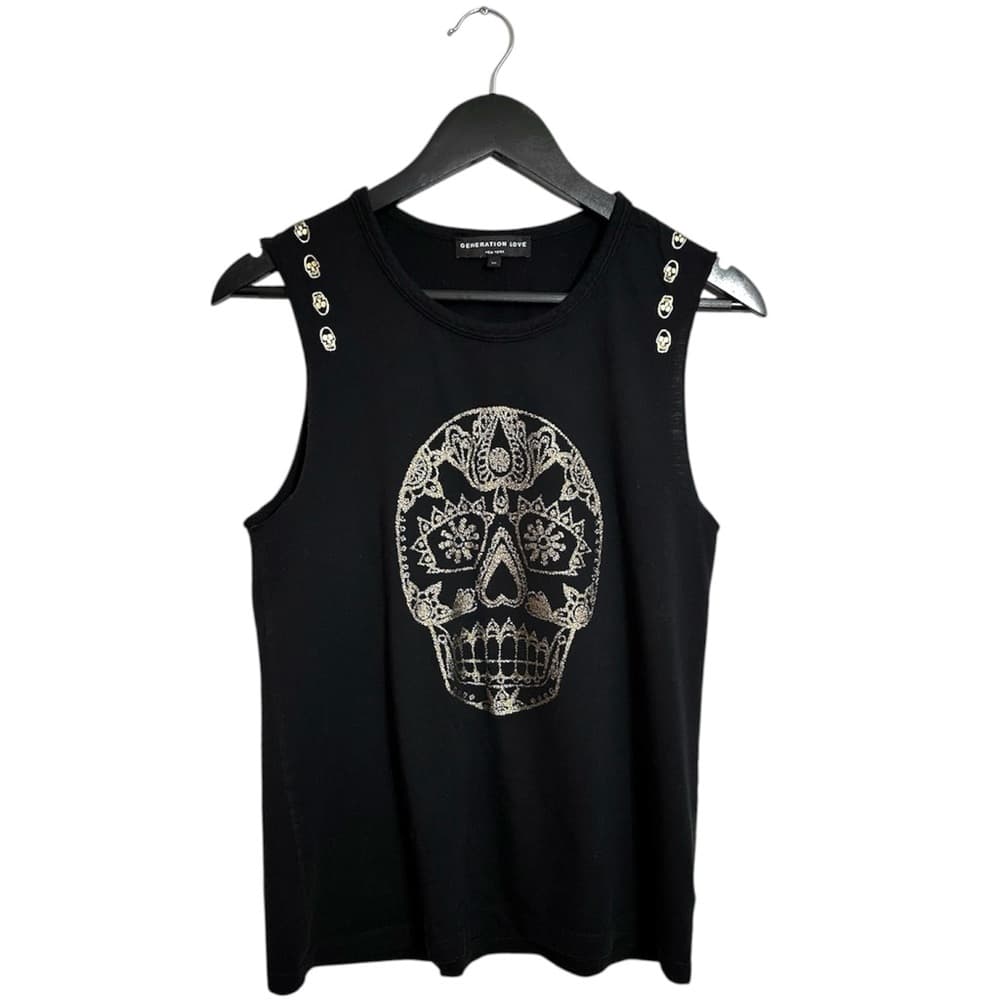 Generation Love Black Skull Tank 100% Pima Cotton Edgy Graphic Size Medium - Thumbnail 12